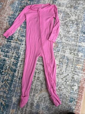 Posh Peanut Pink Footed One-Piece Zippered Pajama